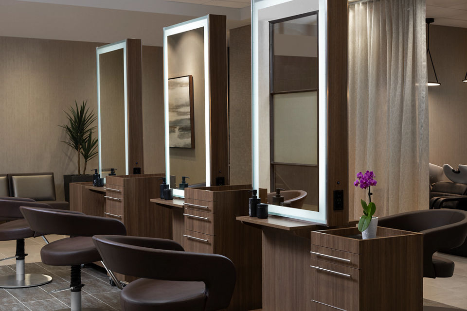 Hair stations inside a LifeSpa at Life Time