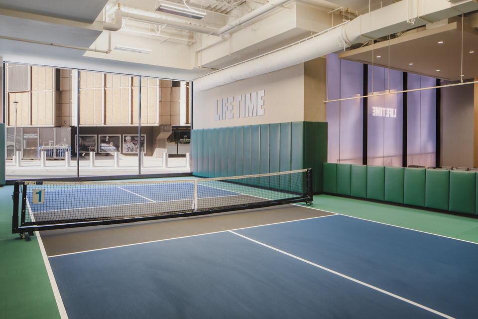 Indoor Pickleball court at the Life Time Penn 1 club location