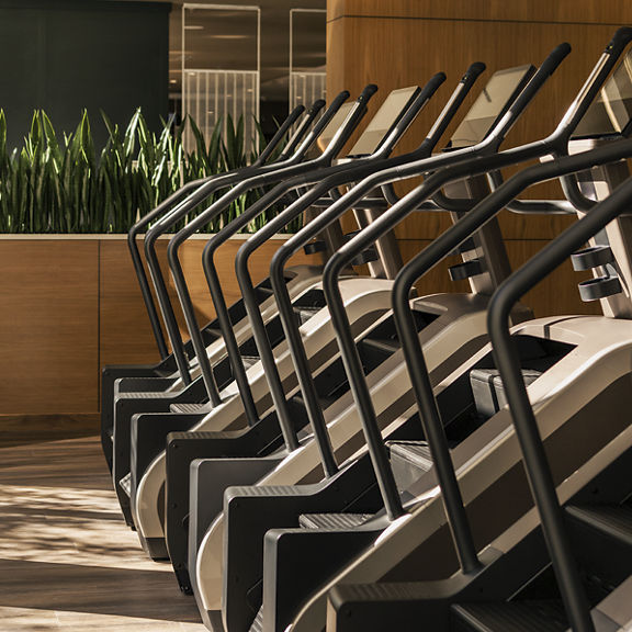 a row of ellipticals