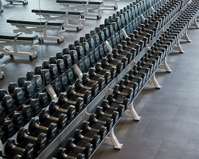 weight rack at Life Time