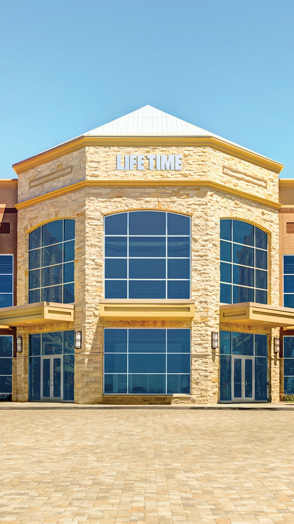 The bright exterior of a Life Time athletic club