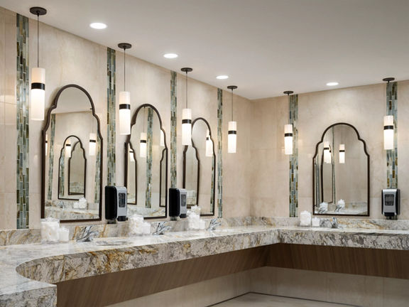 Vanity sink area in the locker room at a Life Time