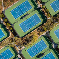 Aerial view of 12 outdoor tennis courts