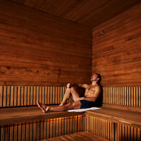 Relaxing cedarwood sauna