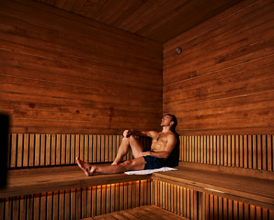 Relaxing cedarwood sauna