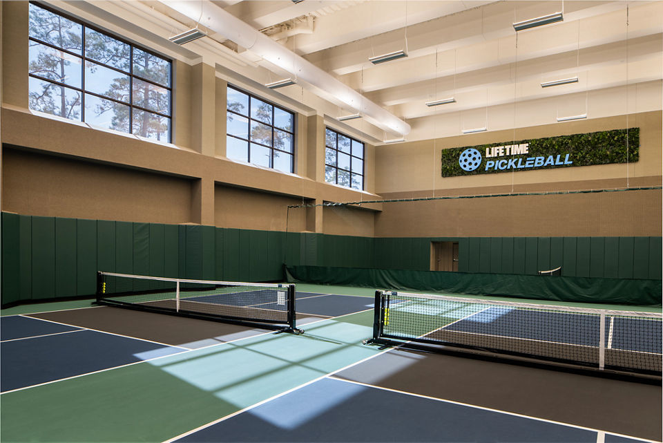 Indoor pickleball courts at Life Time