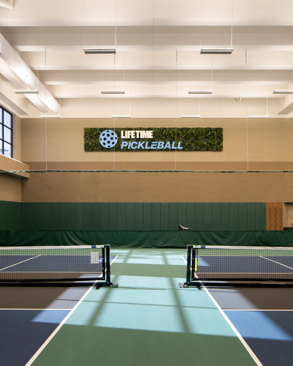 Indoor pickleball courts at Life Time