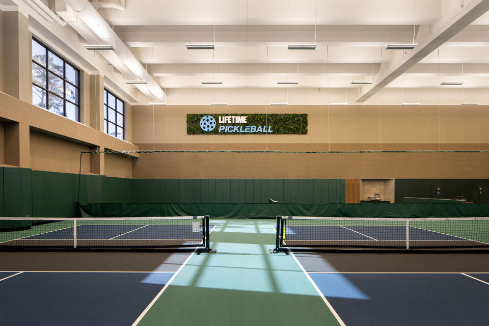 Indoor pickleball courts at Life Time
