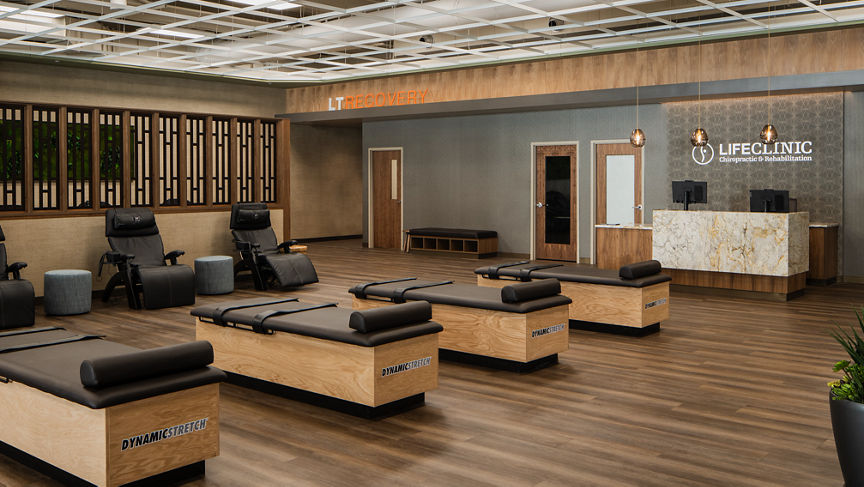 Dynamic Stretch tables outside the LifeClinic at Life Time