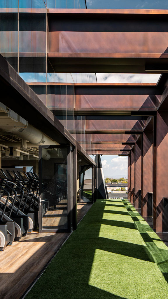 Outdoor turf walkway area at the Life Time Scottsdale Fashion square club location