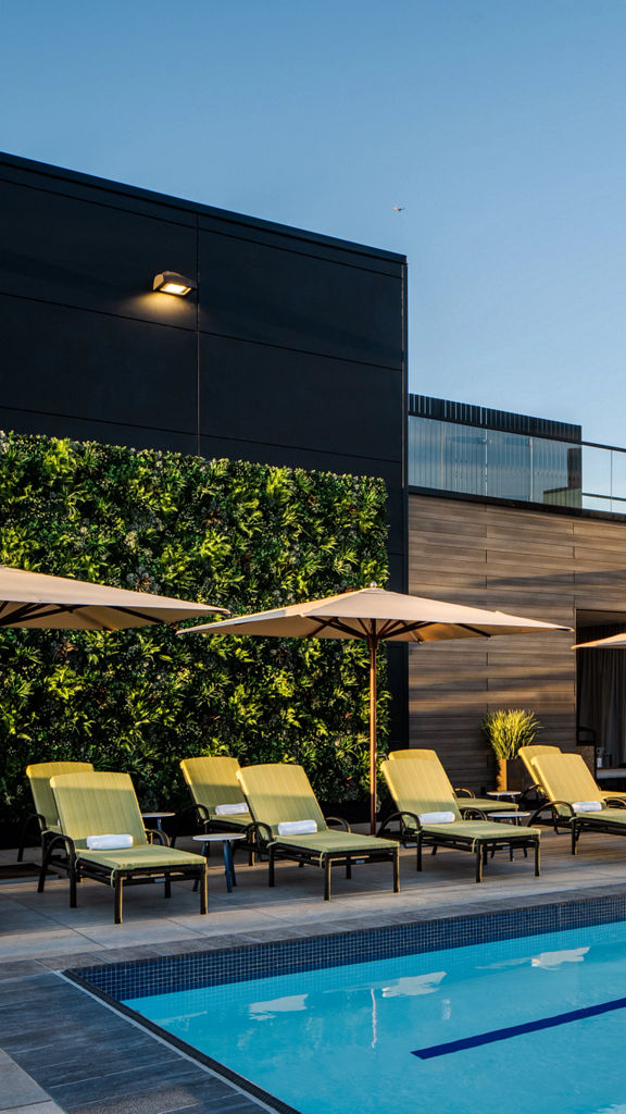 Outdoor rooftop pool at the Life Time Scottsdale Fashion Square club location