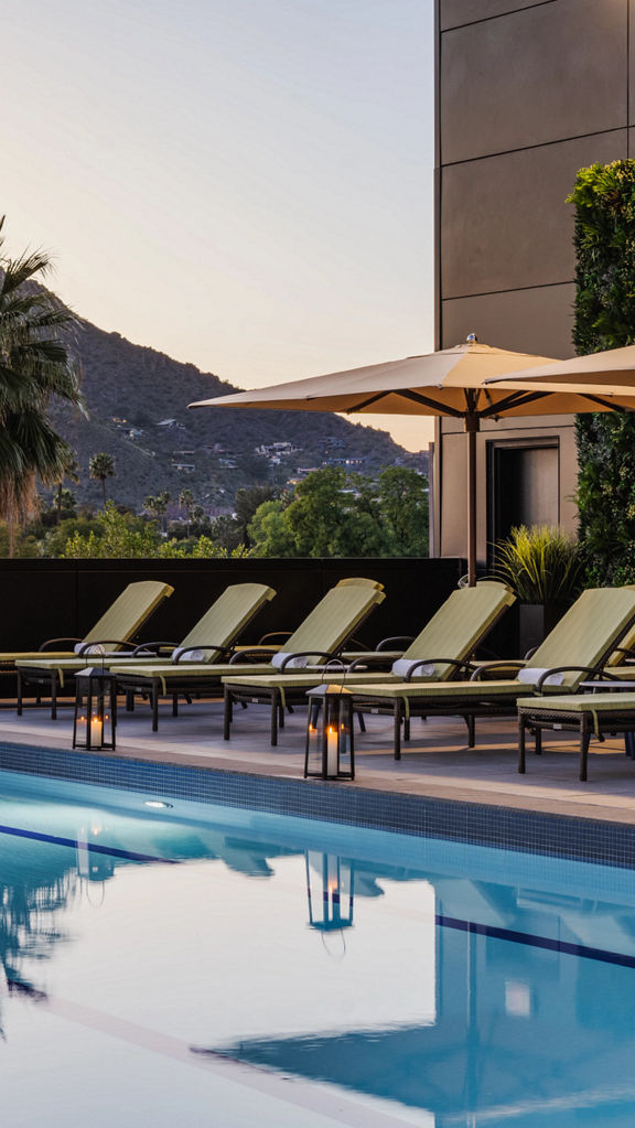 Outdoor rooftop pool at the Life Time Scottsdale Fashion Square club location