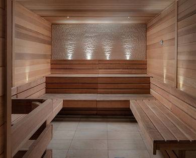 Indoor dry sauna at the Life Time Scottsdale Fashion Square club location
