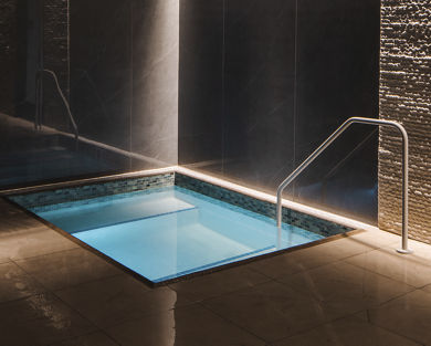 Indoor cold plunge pool at a Life Time club location