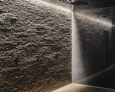 Showers in the cold plunge and whirlpool area at the Life Time Scottsdale Fashion Square club location