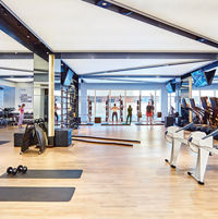 Small group training area on the fitness floor at the Life Time Sky club location