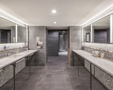 Vanity sink area in the locker room at a Life Time