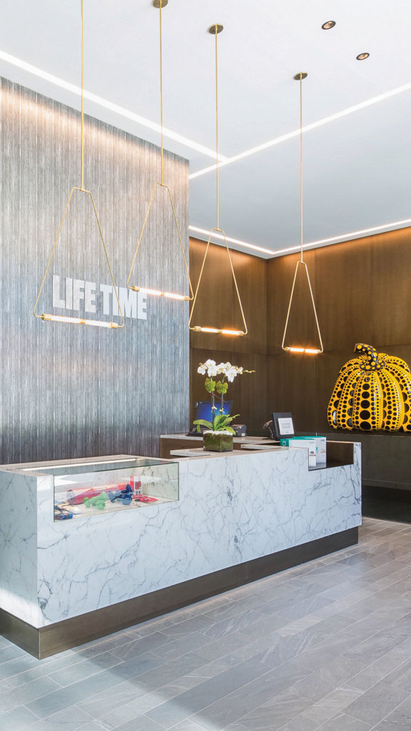 Front reception desk at the Life Time Sky club location