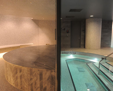 Indoor whirlpool and Hammam at the Life Time Sky club location
