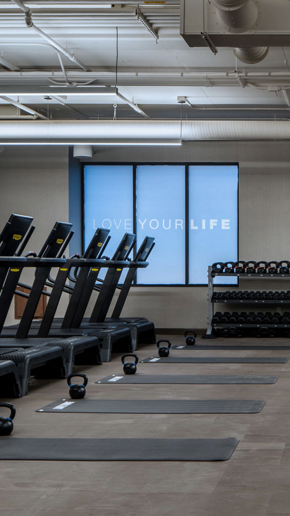 Small group training area on the fitness floor at the Life Time Stamford club location