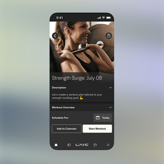 screen of the life time app showing a strength class