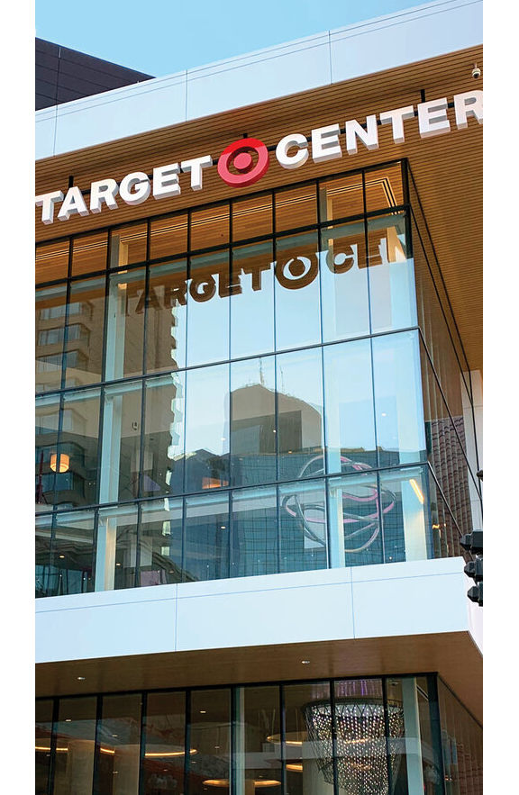 The front entry to Life Time Target Center Minneapolis at Target Center