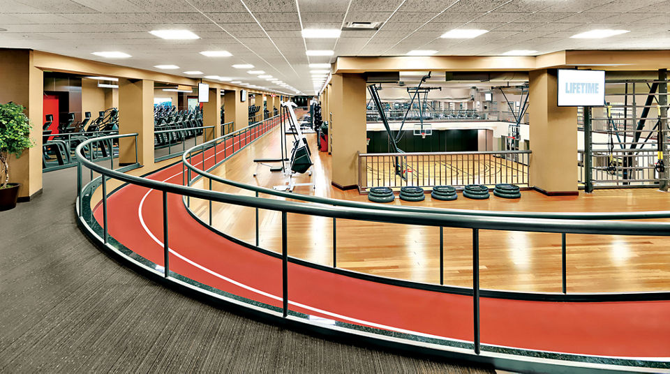 Fitness floor and running track at Life Time