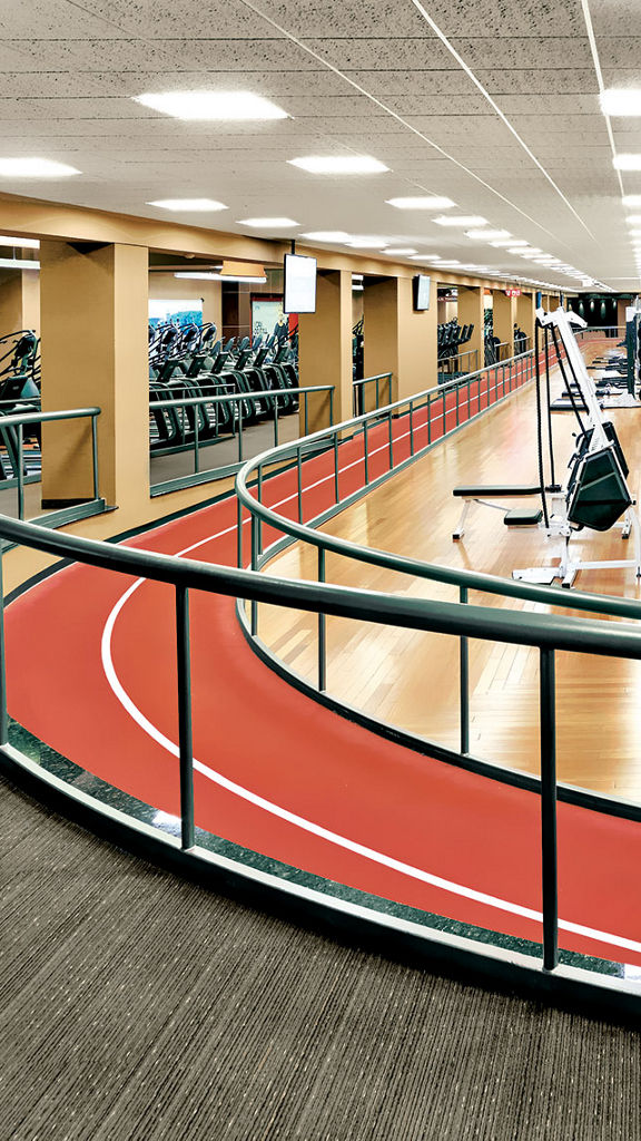 Fitness floor and running track at Life Time