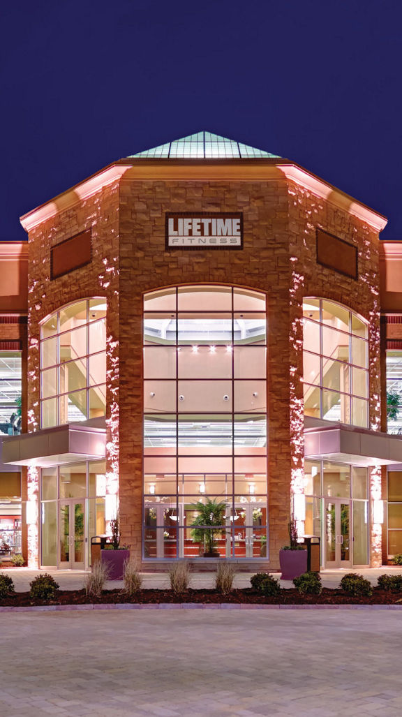 The exterior of Life Time Vestavia Hills at night