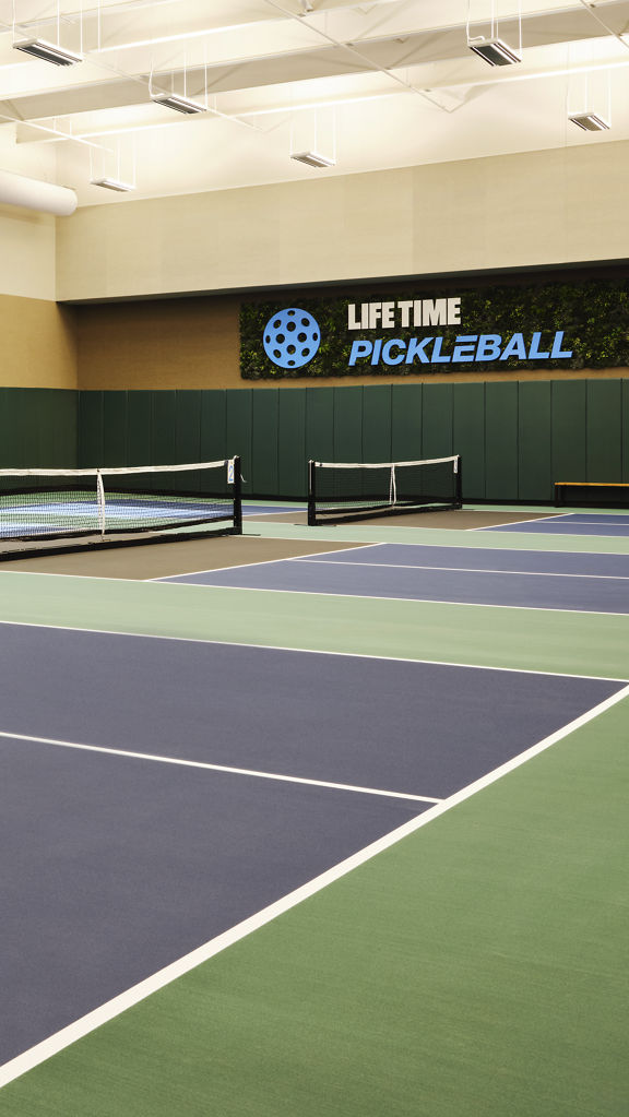 Indoor pickleball courts at West Lake Life Time club