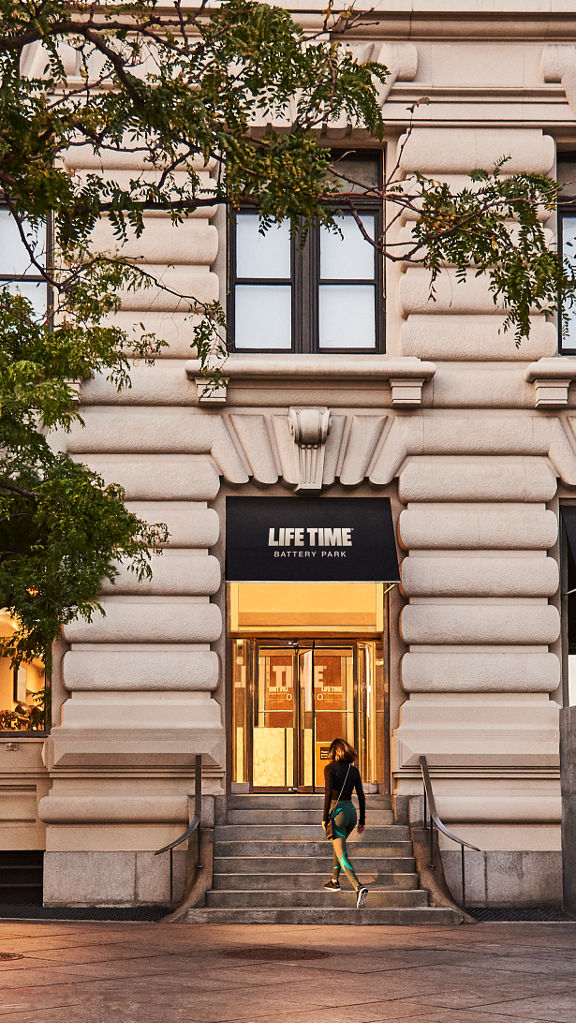 The exterior of the Battery Park Life Time location