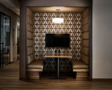 Working booth with wall display screen at Life Time Work