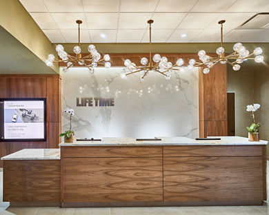 Front reception desk at the Life Time Studio The Shops at Riverside