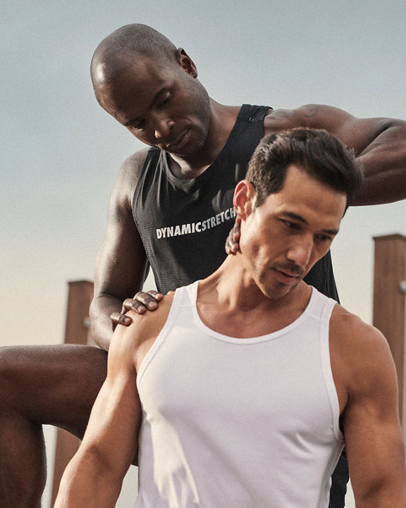 A Life Time Dynamic Stretch personal trainer stretching a man's neck