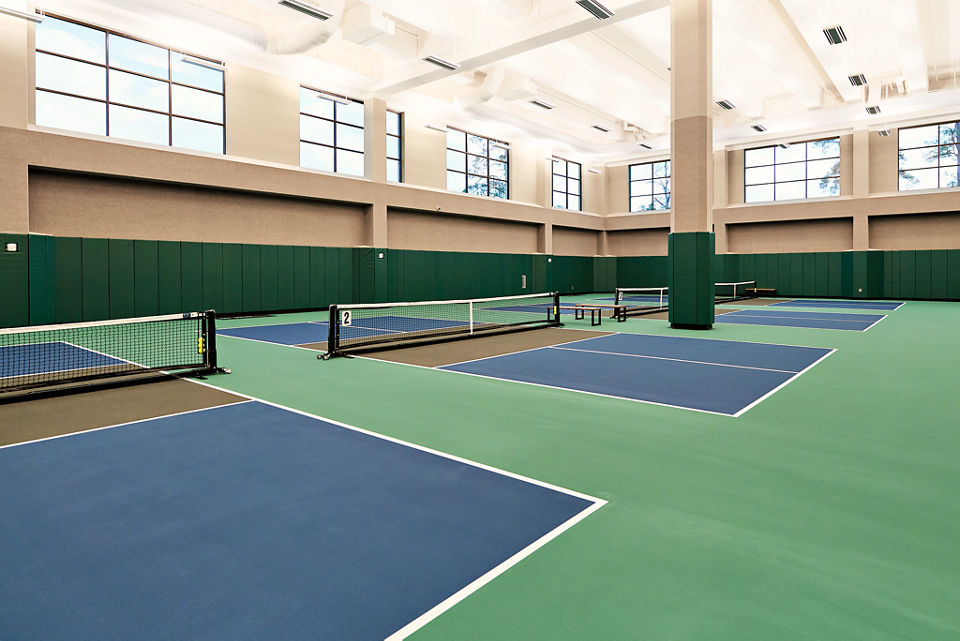 Indoor tennis courts at Life Time