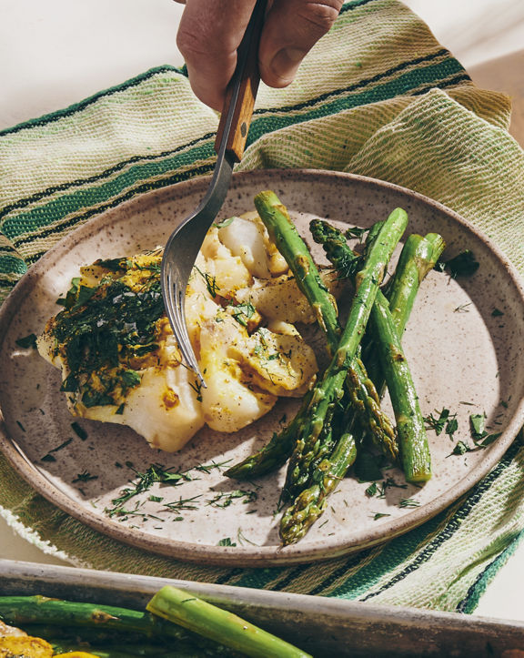 A nutrient dense herb crested cod meal